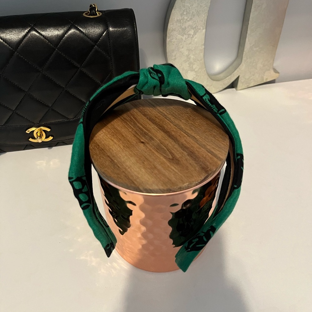 Repurposed McQueen Scarf Green & Black Skull Pattern Headband - Picture 4 of 6